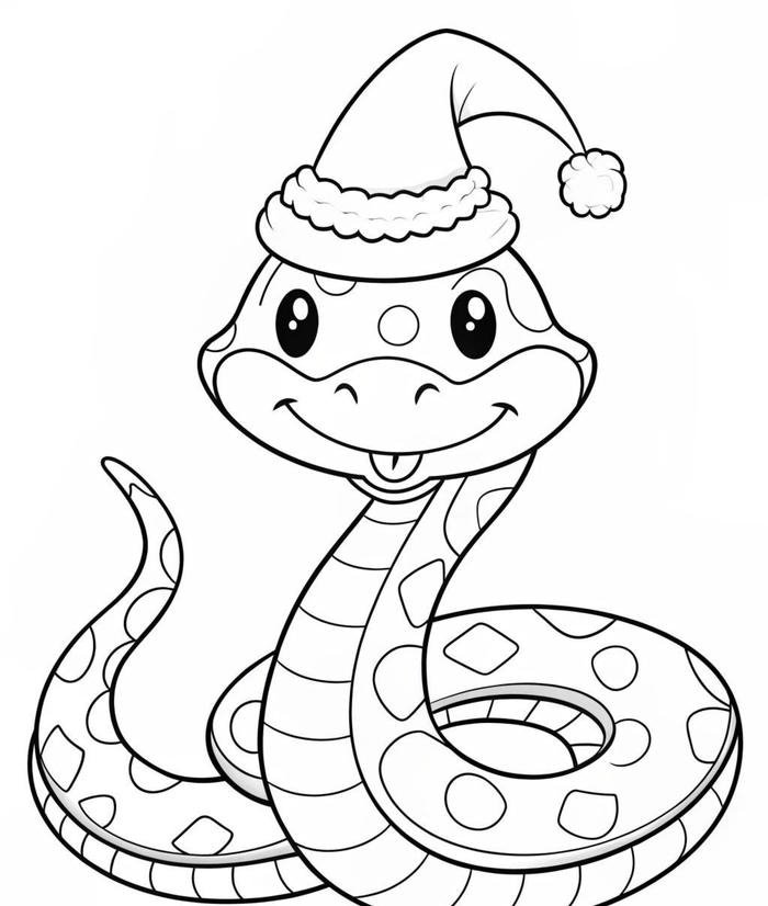 ảnh tranh tô màu con rắn đội mũ