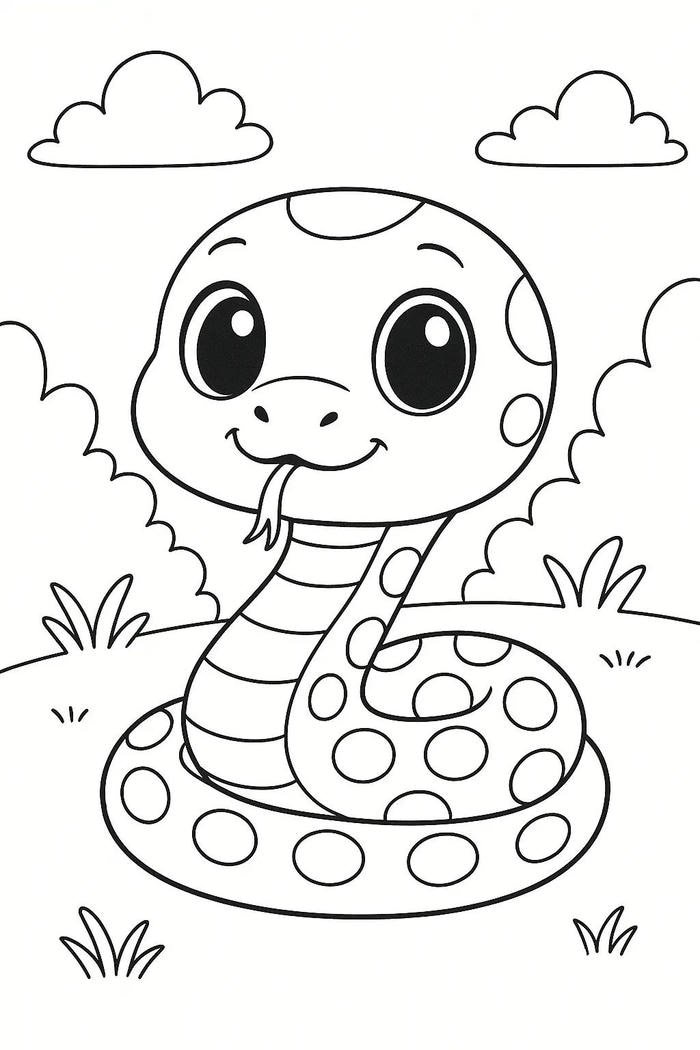 ảnh tranh tô màu con rắn ngồi im