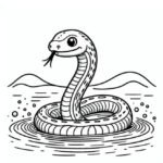 ảnh tranh tô màu con rắn trên mặt nước