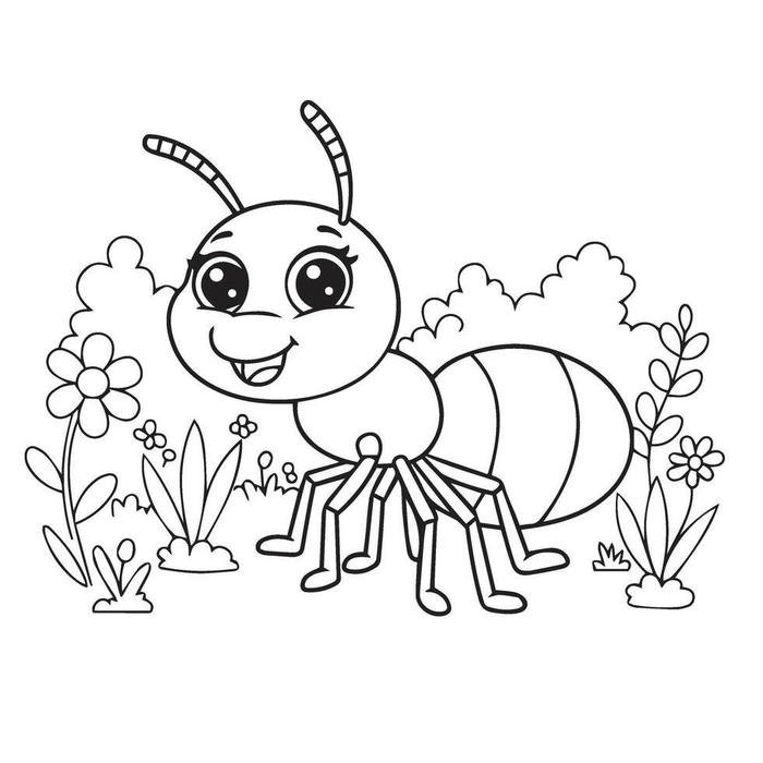 bức tranh tô màu con kiến chăm chỉ
