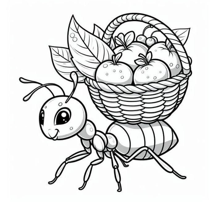 bức tranh tô màu con kiến chăm làm
