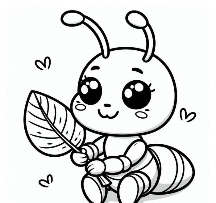 bức tranh tô màu con kiến chibi