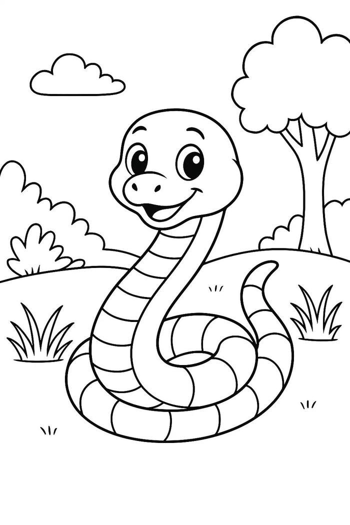 bức tranh tô màu con rắn bắt mắt