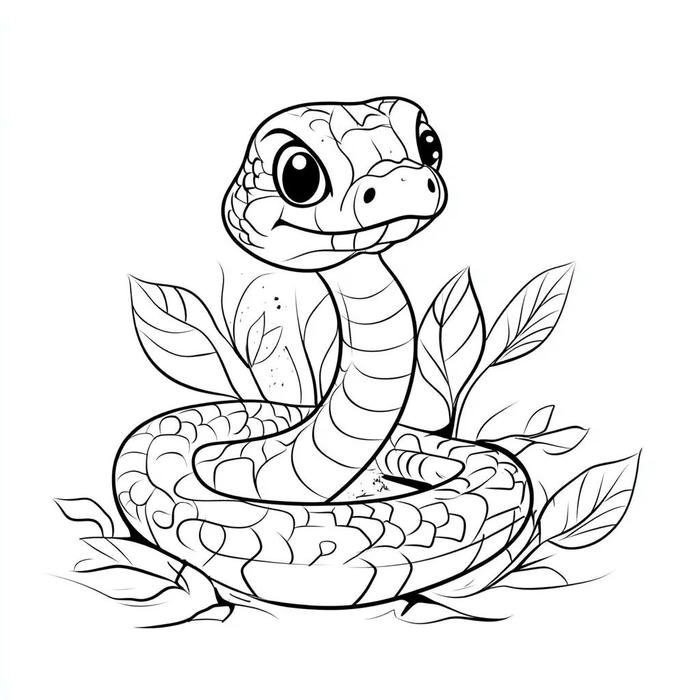 bức tranh tô màu con rắn mắt tròn
