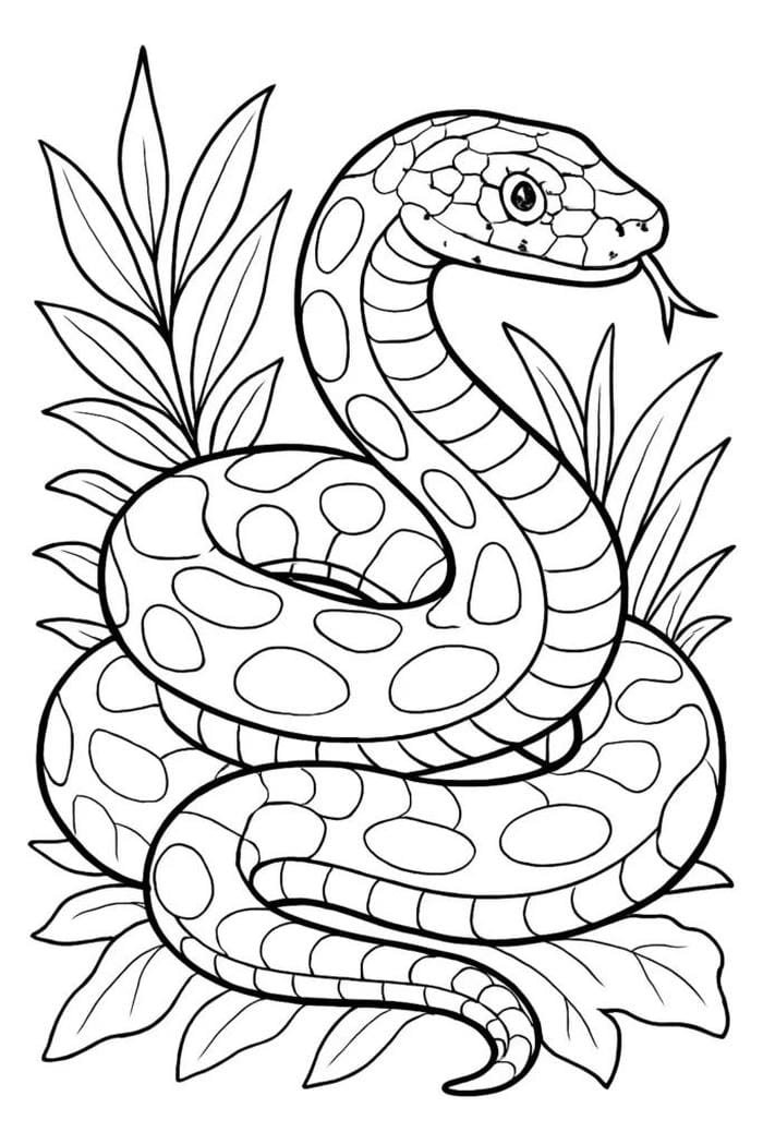 bức tranh tô màu con rắn thân cong