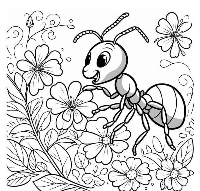 hình ảnh con kiến tranh tô màu bắt mắt