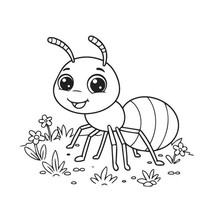 hình ảnh con kiến tranh tô màu đang cười