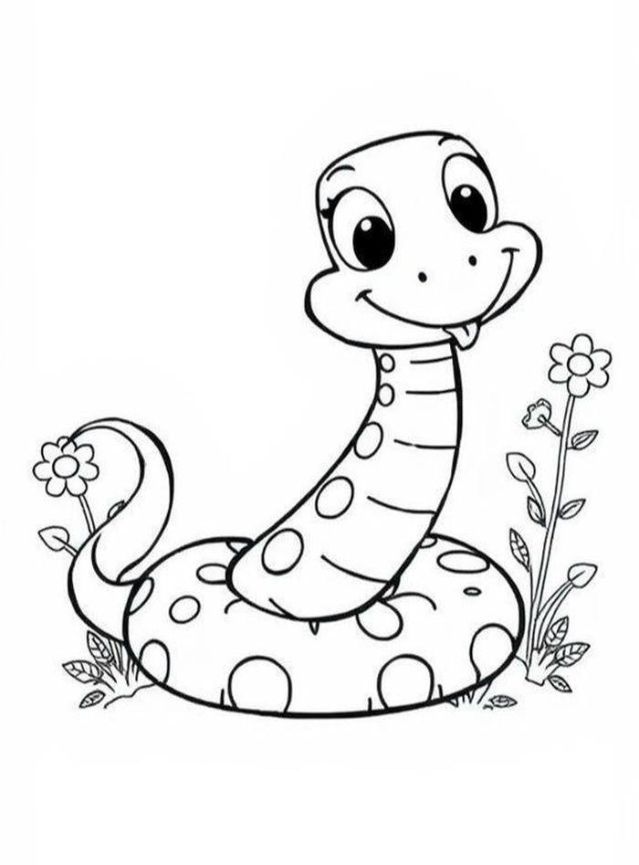 hình ảnh tranh tô màu con rắn miệng cười