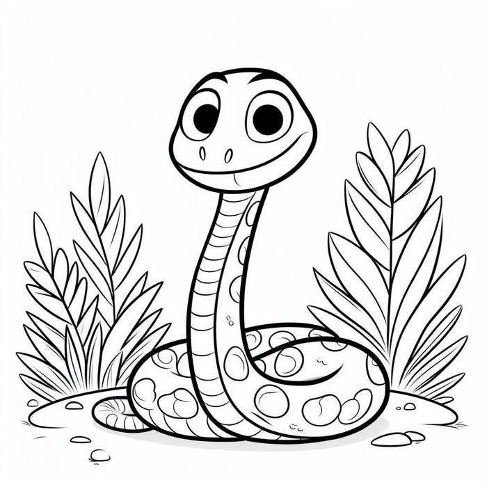 hình ảnh tranh tô màu con rắn trên cỏ