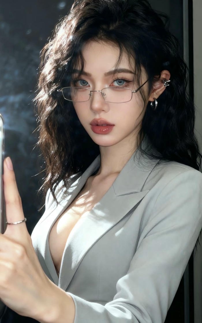 hình gái đeo kính gọng vàng sang chảnh quyến rũ