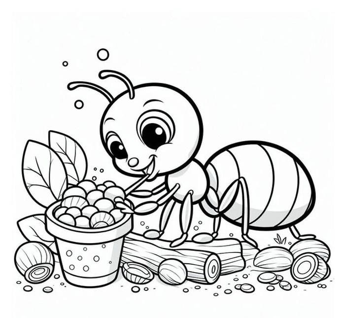 hình tô màu con kiến đi tìm thức ăn