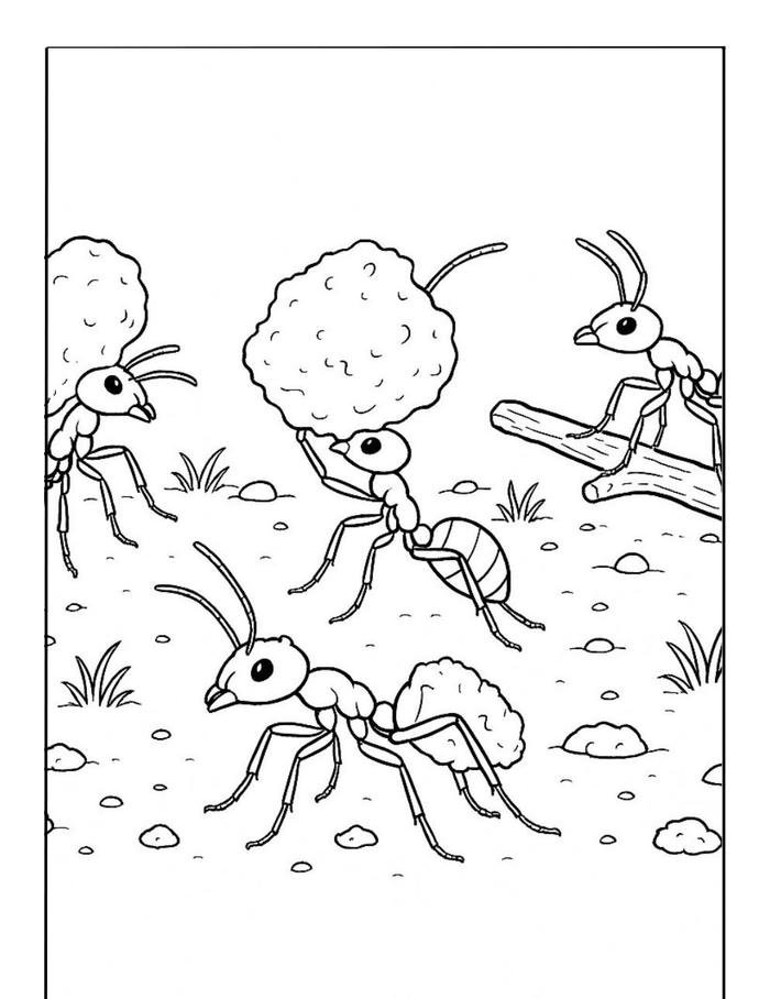 hình tô màu con kiến thân nhỏ