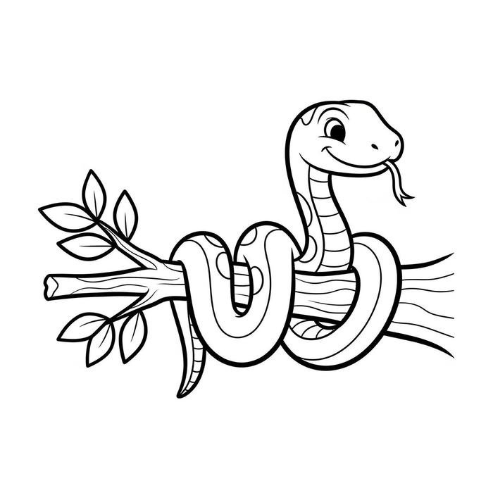 hình tô màu con rắn bò trên cây