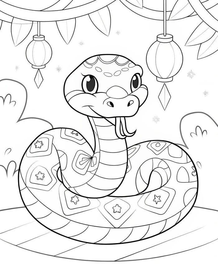 hình tô màu con rắn ngộ nghĩnh