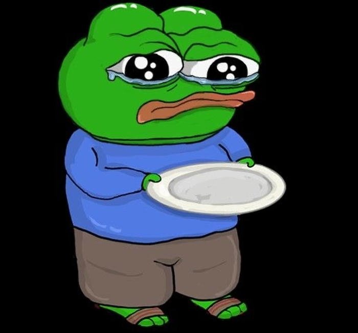 tấm ảnh meme ếch xanh đi xin ăn