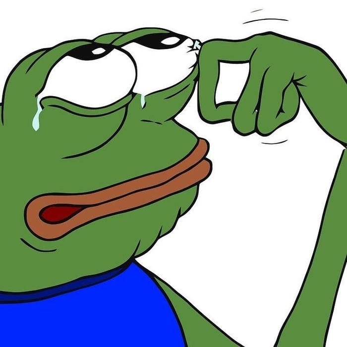 tấm ảnh meme ếch xanh tay lau nước mắt