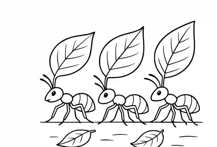 tranh tô màu con kiến di chuyển thành hàng