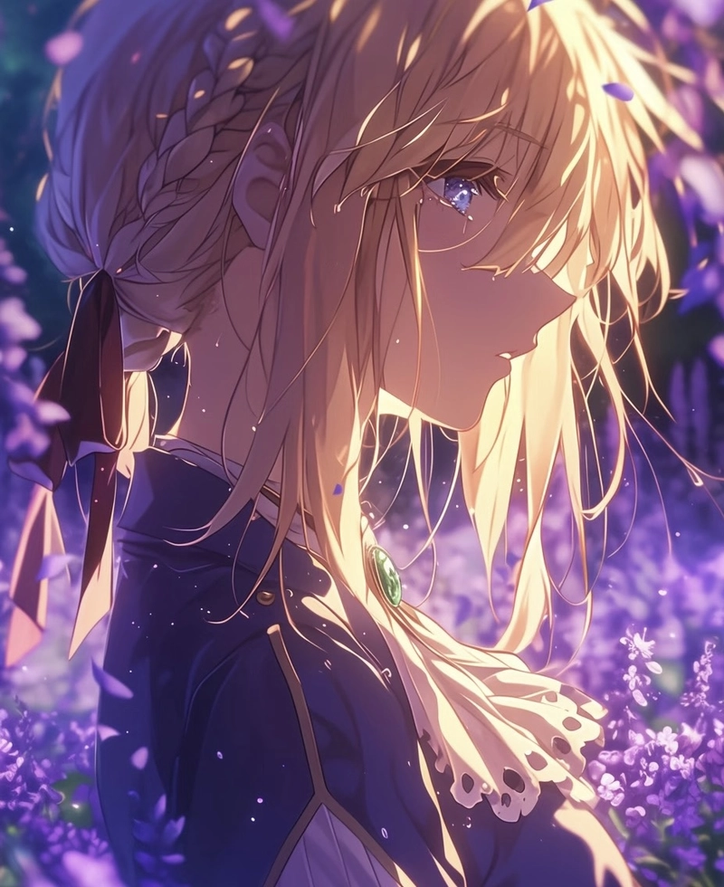 Ảnh Violet Evergarden trong cảnh mưa mang cảm xúc nhẹ nhàng