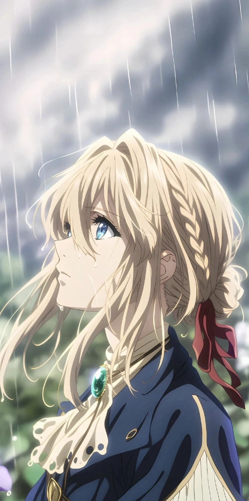 Ảnh Violet Evergarden viết thư trong không gian yên tĩnh nhẹ nhàng