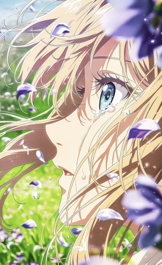 Ảnh Violet Evergarden với ánh mắt sâu lắng đầy suy nghĩ