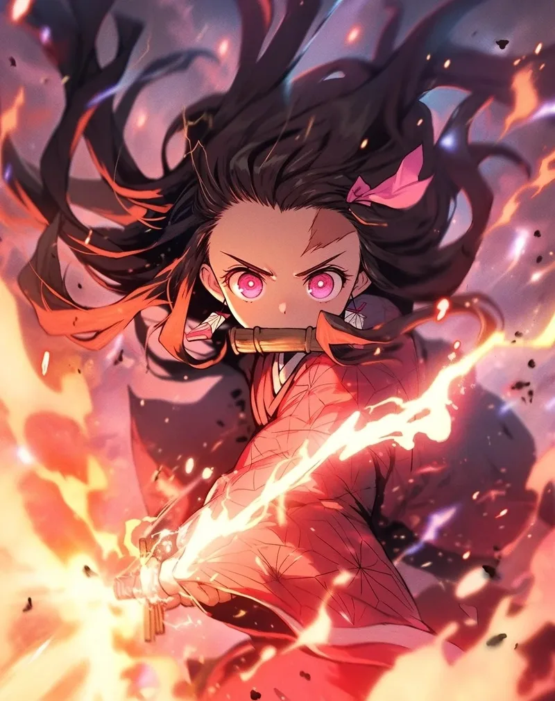 Ảnh anime nezuko cute phù hợp làm hình nền điện thoại