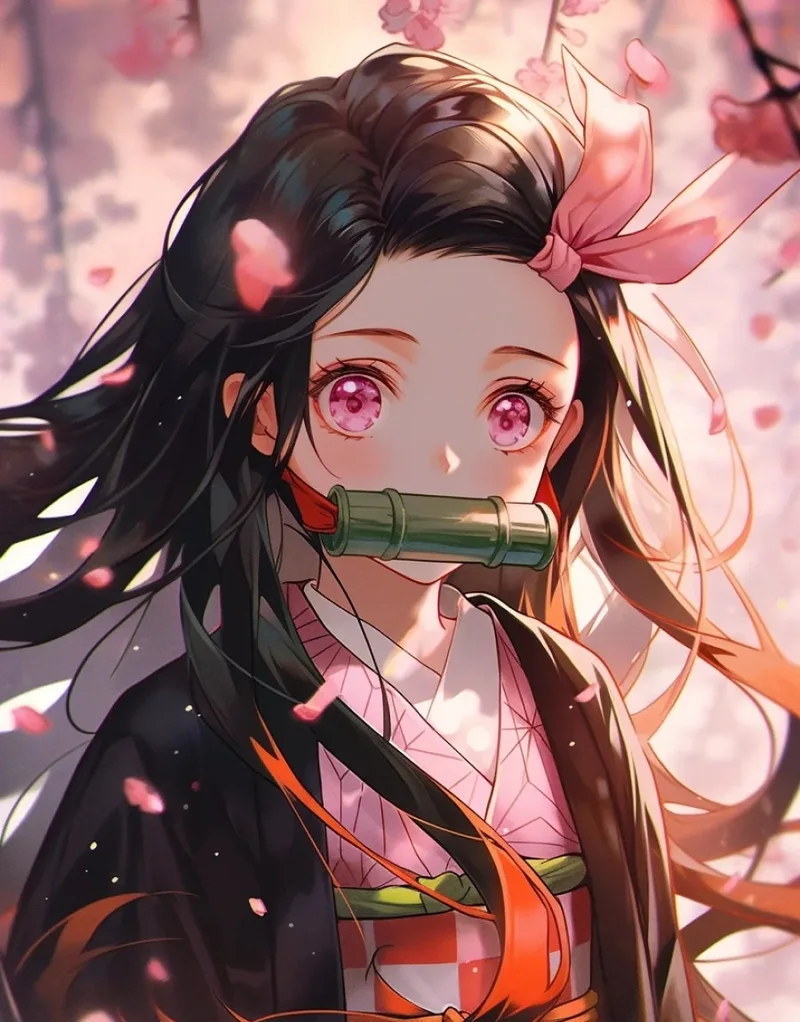Ảnh anime nezuko với biểu cảm đáng yêu tinh nghịch