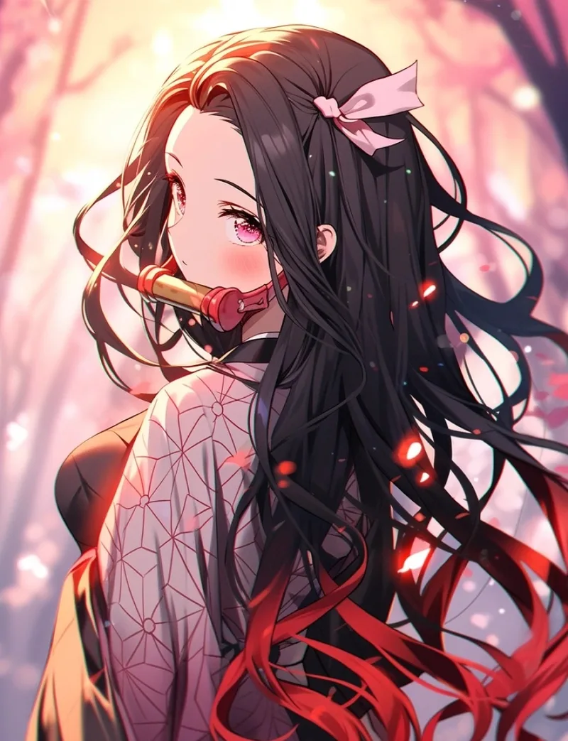 Ảnh anime nezuko với phong cách chibi dễ thương