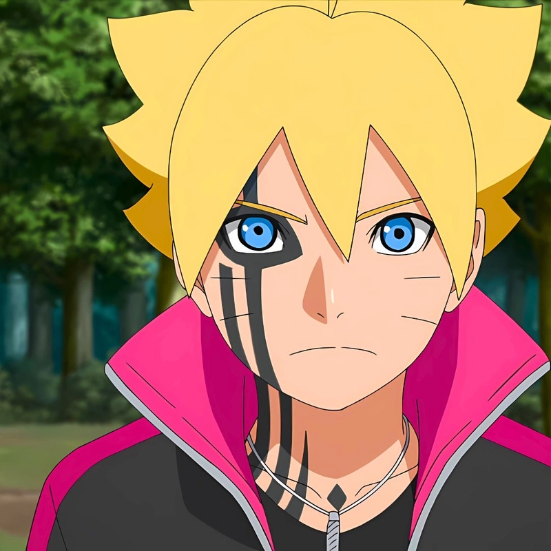 Ánh mắt nghiêm trọng của boruto trong ảnh anime