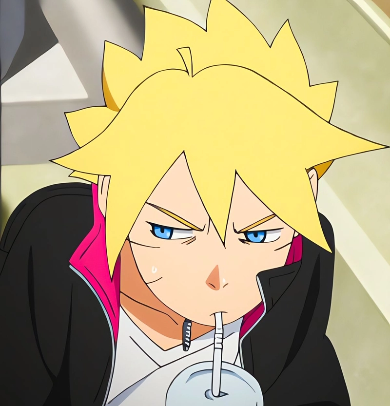 Biểu cảm lạnh lùng của boruto trong ảnh anime