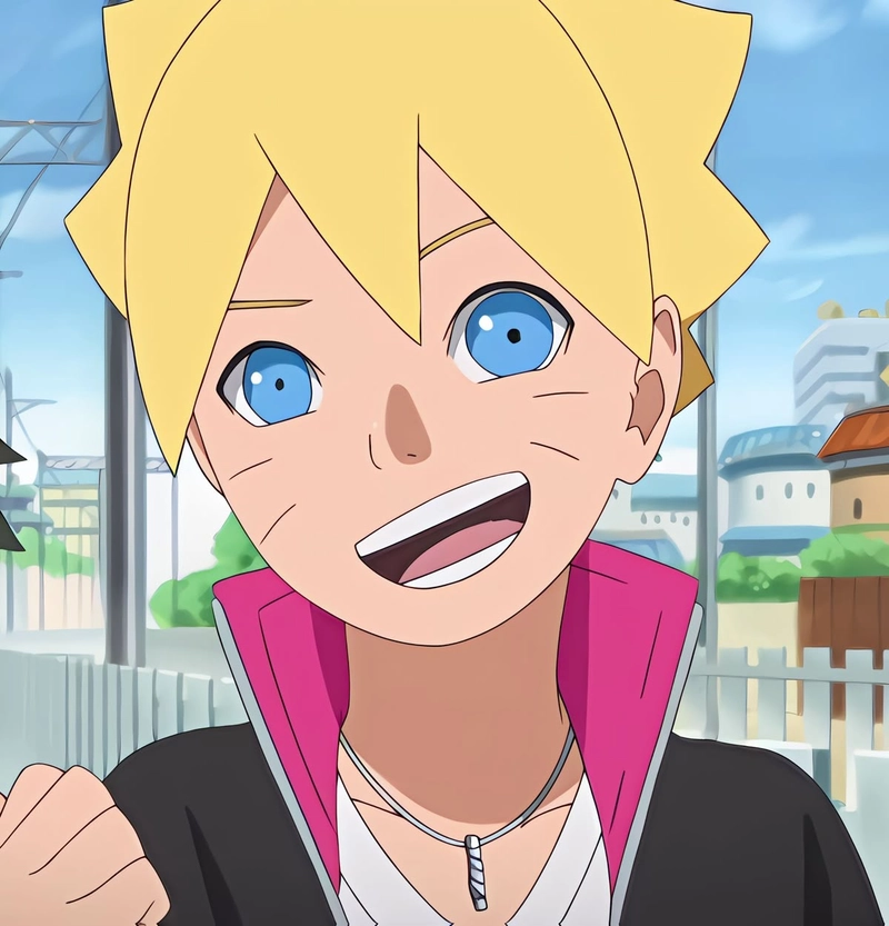 Biểu cảm vui vẻ của boruto trong ảnh anime boruto