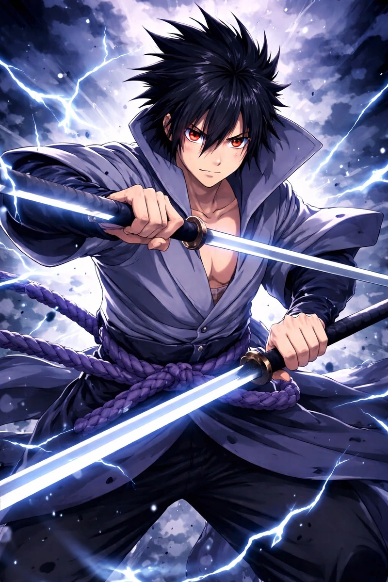 Bức ảnh Sasuke ngầu trong tư thế đứng mạnh mẽ