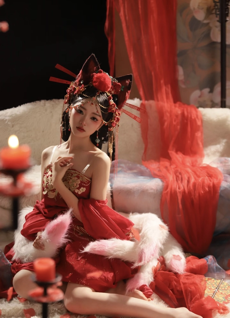 Bức ảnh gái xinh cosplay hồ ly với tai và đuôi mềm