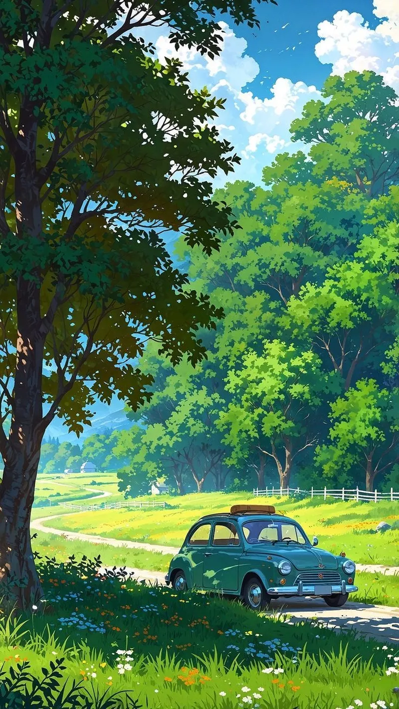 Bức ảnh phong cảnh anime với ánh sáng hoàng hôn ấm