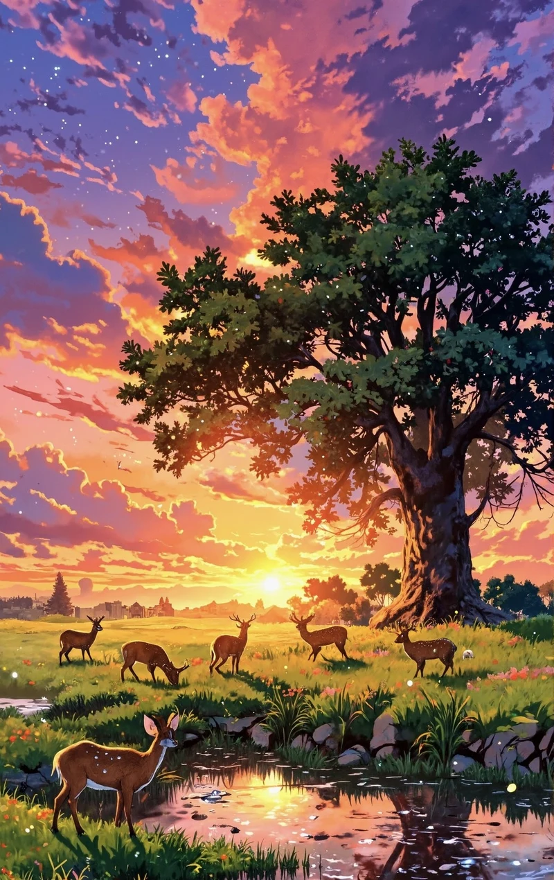 Bức ảnh phong cảnh anime với cánh rừng sâu tĩnh lặng