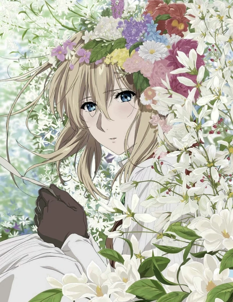 Bức hình Violet Evergarden trong khung cảnh thành phố cổ kính