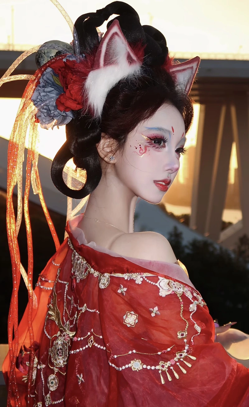 Dáng đứng cosplay hồ ly với phong thái mềm mại