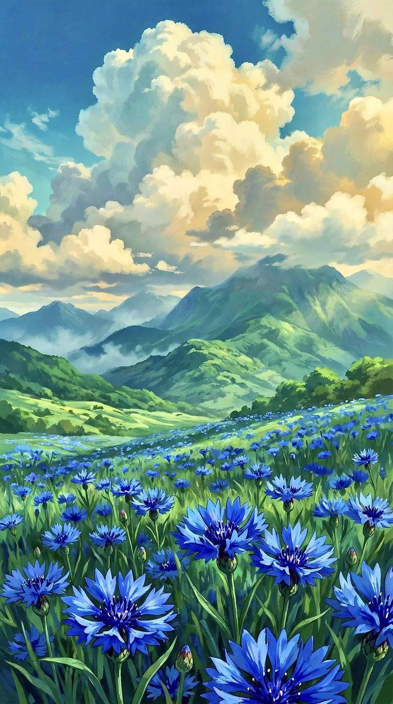 Góc nhìn phong cảnh anime với không gian rộng mở