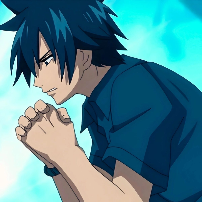 Gray Fullbuster trong tư thế anime trầm tĩnh