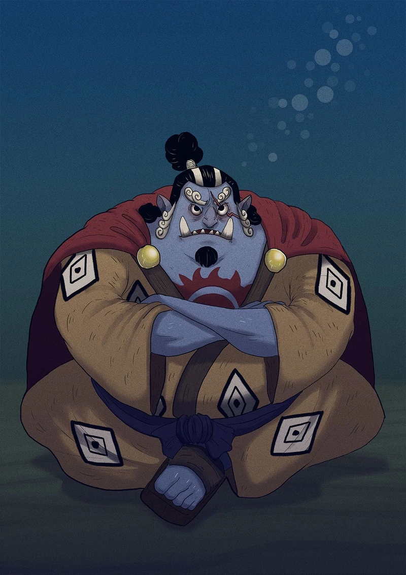 Hình Jinbe anime đứng nghiêng với ánh nhìn sâu