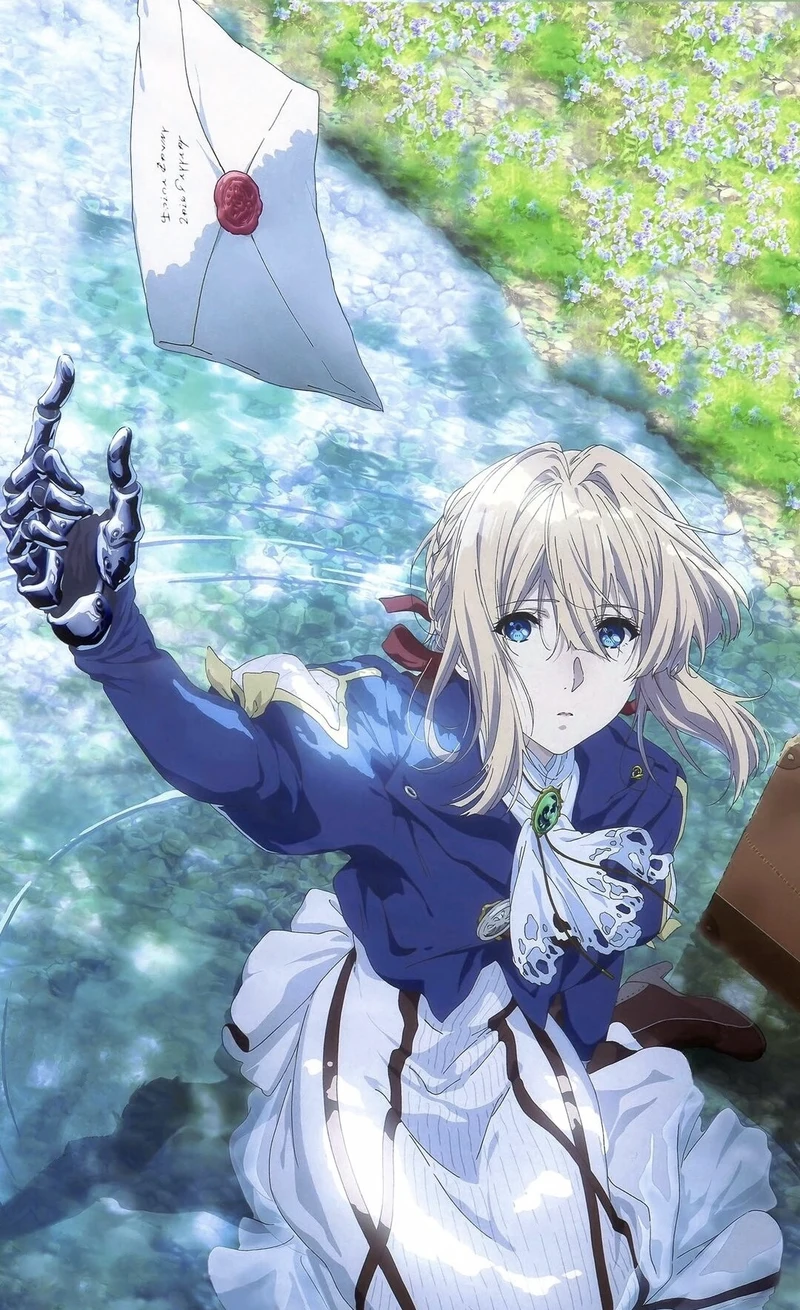 Hình ảnh Violet Evergarden đứng dưới bầu trời rộng lớn tĩnh lặng