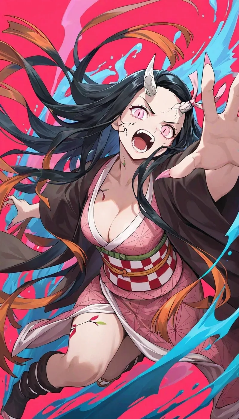 Hình ảnh anime nezuko với ánh mắt trong veo cuốn hút