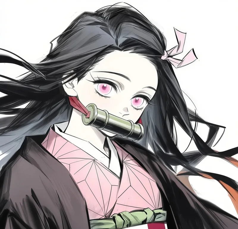 Hình ảnh anime nezuko với ánh nhìn dịu dàng đáng yêu