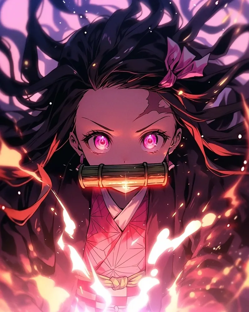 Hình ảnh anime nezuko với vibe dễ thương nổi bật