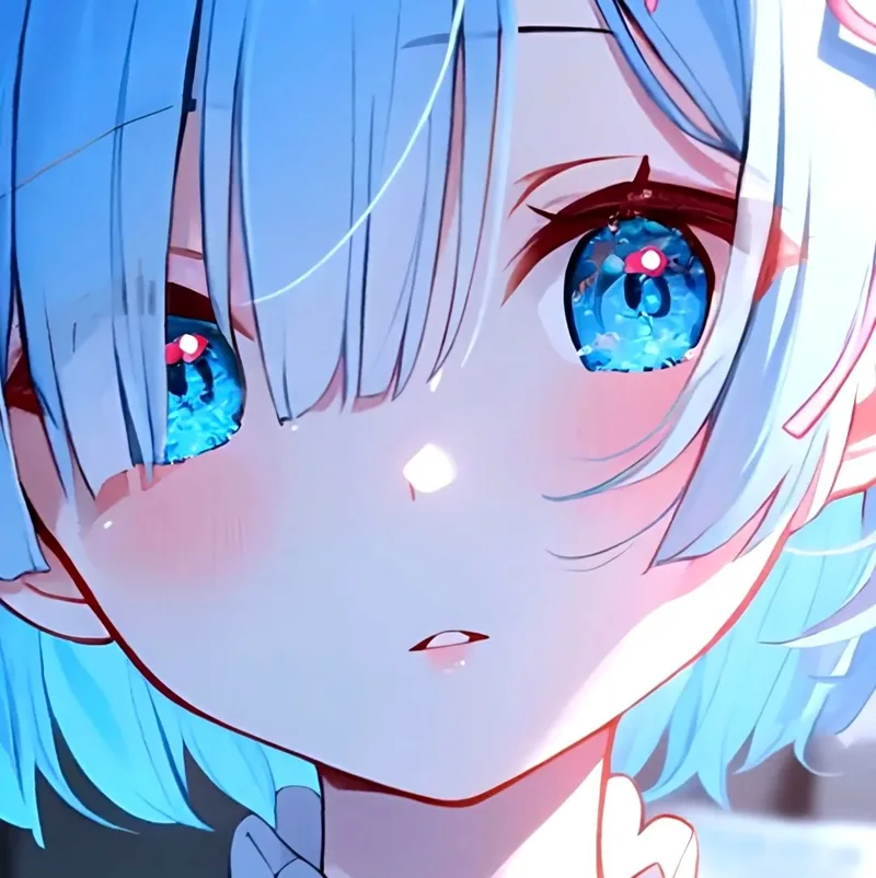 Hình ảnh anime rem với chi tiết khuôn mặt rõ nét