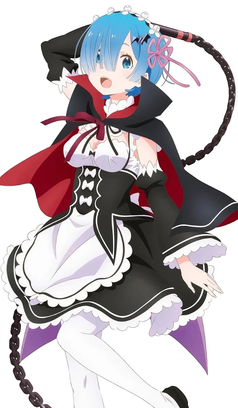 Hình ảnh anime rem với mái tóc xanh đặc trưng cuốn hút