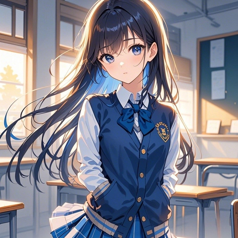Hình ảnh nữ học sinh anime xinh đẹp lung linh