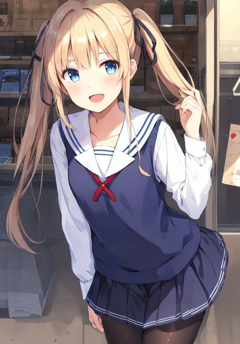 Hình anime nữ học sinh dễ thương mê hoặc