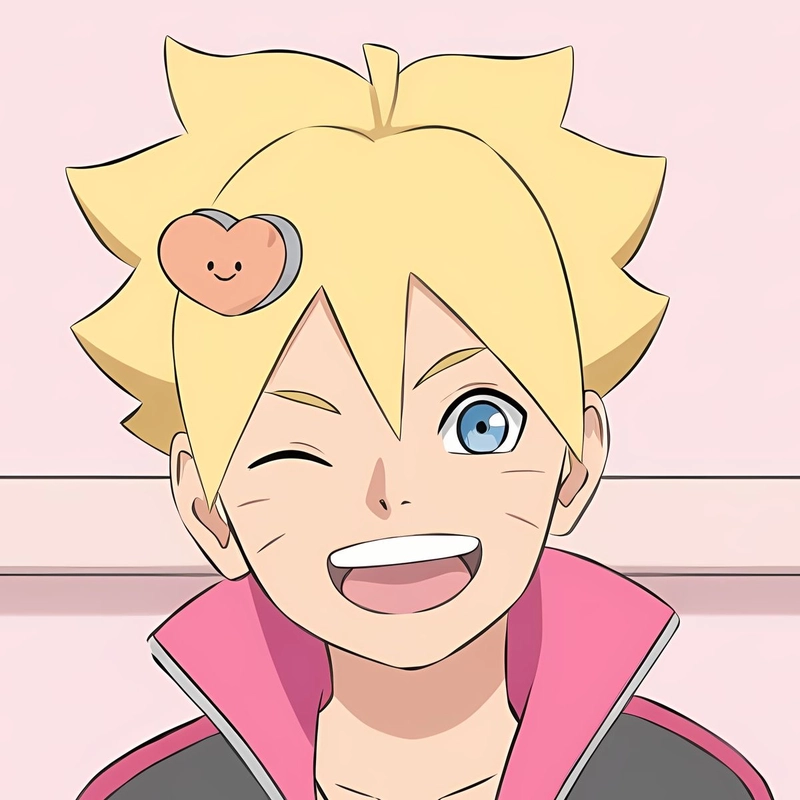 Hình boruto cười rạng rỡ trong khung cảnh anime