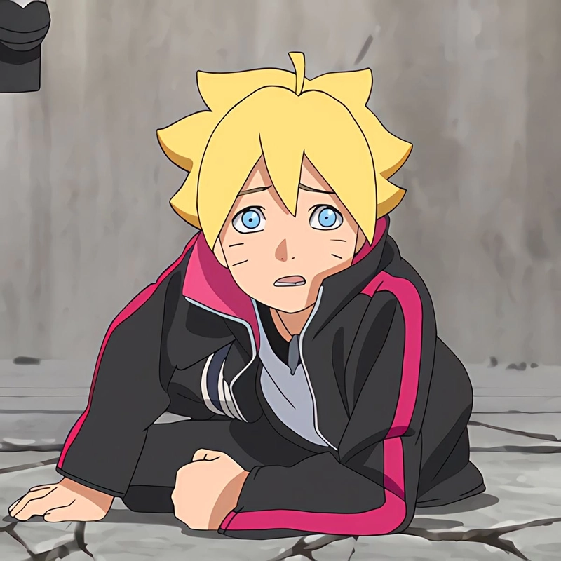 Hình boruto với gương mặt căng thẳng trong anime