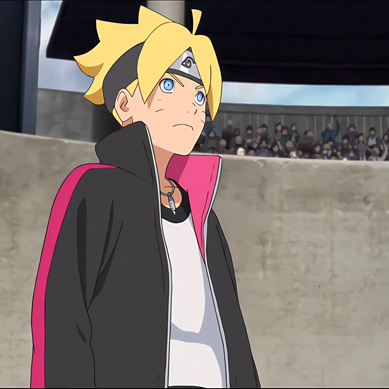 Hình boruto với nét mặt căng thẳng và quyết tâm